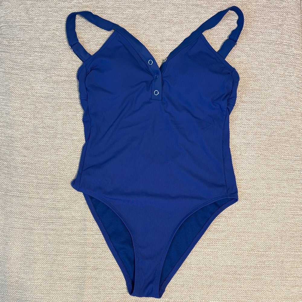 Xhilaration Royal Blue Ribbed One-Piece Swimsuit